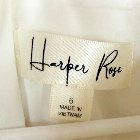 Harper Rose White Mock Neck A-Line Dress Size 6| Chic Minimalist Cap Sleeve - Picture 9 of 16